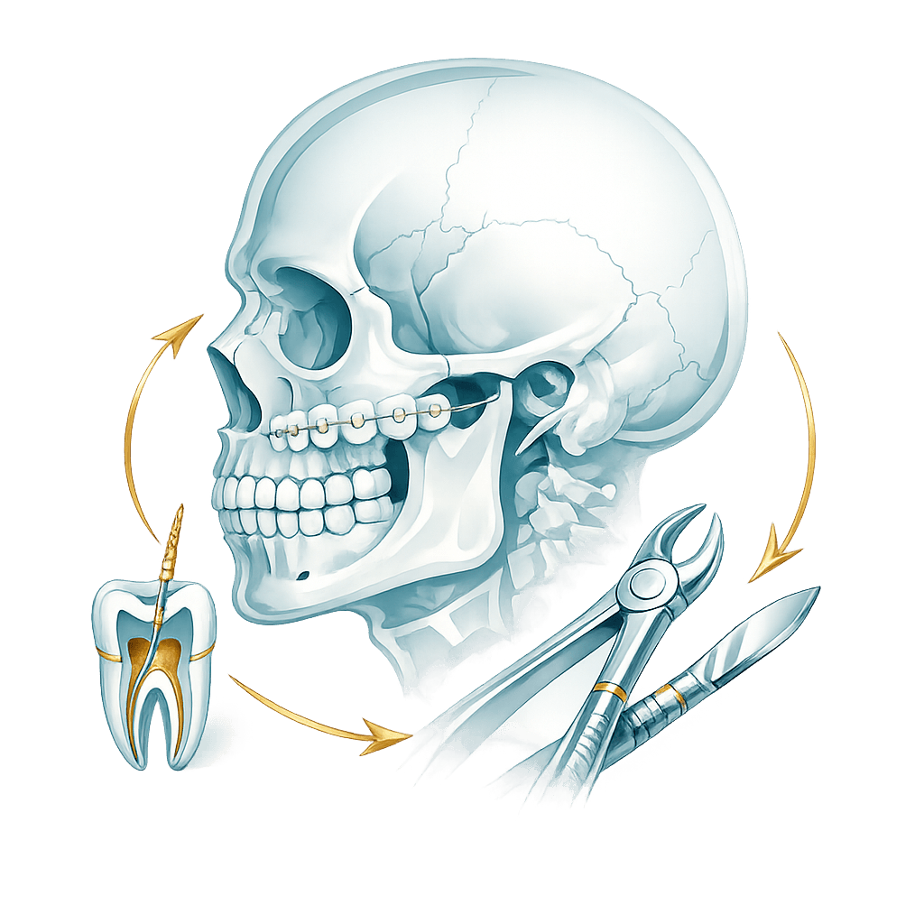 Ilustración anatómica para especialidades odontológicas coordinadas