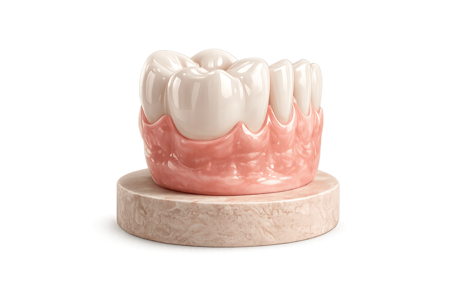 Corona dental cerámica sobre una base de piedra — rehabilitación y prostodoncia